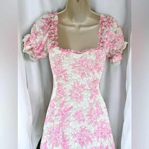 Size XSmall ……….Sweet Form Fitting Pink Lace Mini Dress.  New…..Sugar Thrillz - Picture 9 of 10